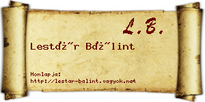 Lestár Bálint névjegykártya